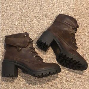 Brown combat boots
